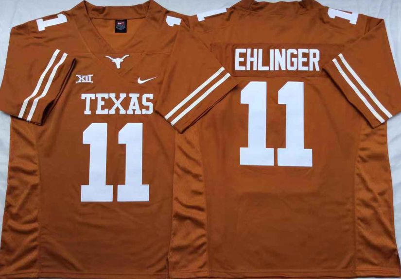 NCAA Men Texas Longhorns Yellow #11 EHLINGER->ncaa teams->NCAA Jersey